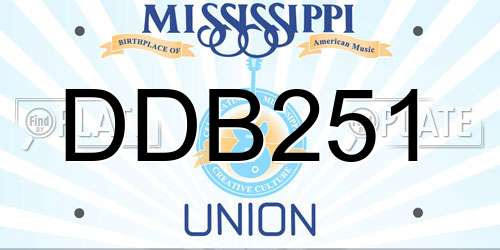 DDB251 Mississippi License Plate
