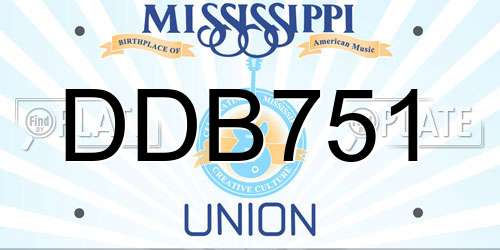 DDB751 Mississippi License Plate