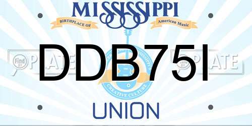 DDB75I Mississippi License Plate