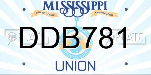 DDB781 Mississippi License Plate