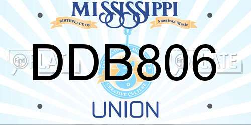 DDB806 Mississippi License Plate