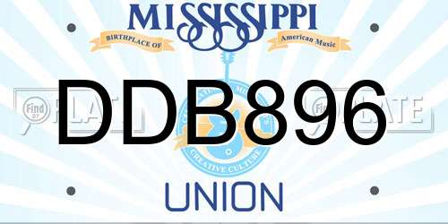 DDB896 Mississippi License Plate