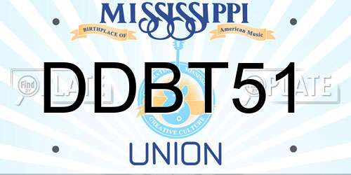 DDBT51 Mississippi License Plate