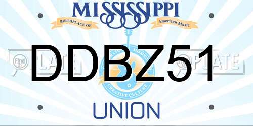 DDBZ51 Mississippi License Plate