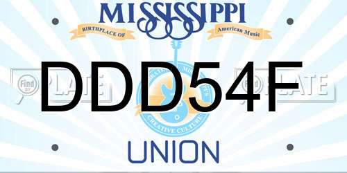 DDD54F Mississippi License Plate