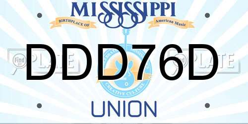 DDD76D Mississippi License Plate