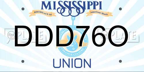 DDD76O Mississippi License Plate
