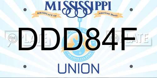 DDD84F Mississippi License Plate