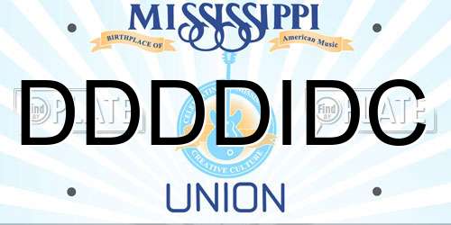 DDDDIDC Mississippi License Plate