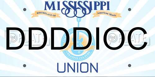 DDDDIOC Mississippi License Plate