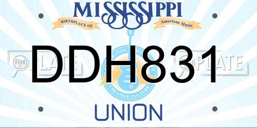 DDH831 Mississippi License Plate