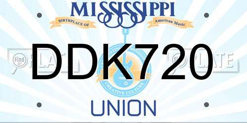DDK720 Mississippi License Plate