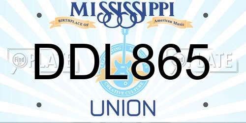 DDL865 Mississippi License Plate