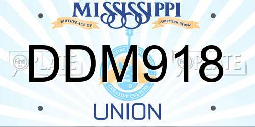 DDM918 Mississippi License Plate