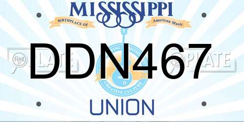 DDN467 Mississippi License Plate