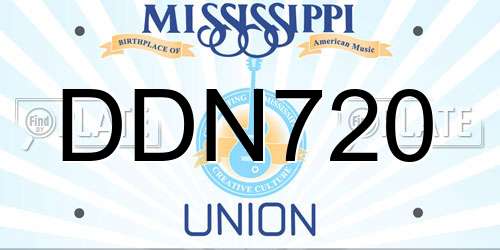 DDN720 Mississippi License Plate
