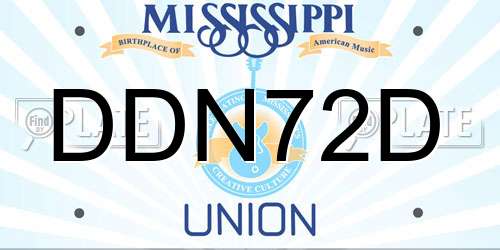 DDN72D Mississippi License Plate