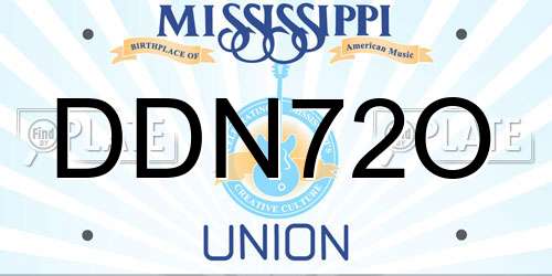 DDN72O Mississippi License Plate