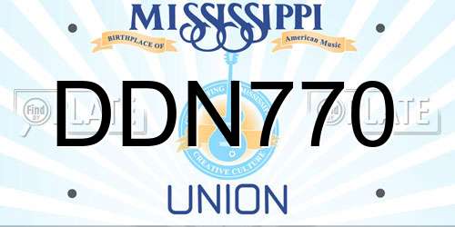 DDN770 Mississippi License Plate