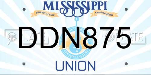 DDN875 Mississippi License Plate