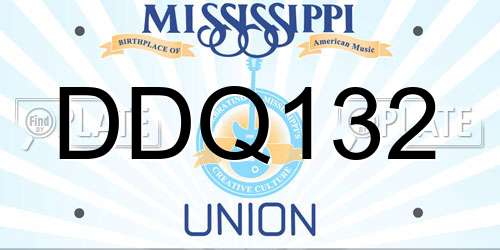 DDQ132 Mississippi License Plate