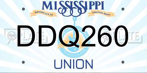 DDQ260 Mississippi License Plate
