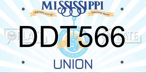 DDT566 Mississippi License Plate