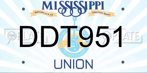 DDT951 Mississippi License Plate