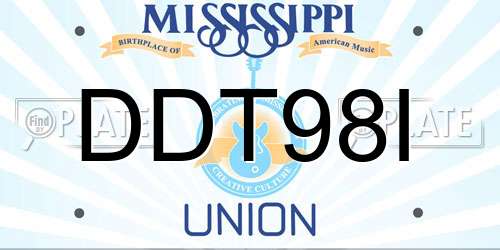DDT98I Mississippi License Plate