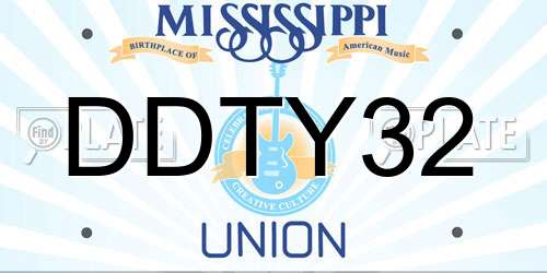DDTY32 Mississippi License Plate