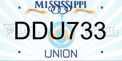 DDU733 Mississippi License Plate