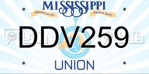DDV259 Mississippi License Plate
