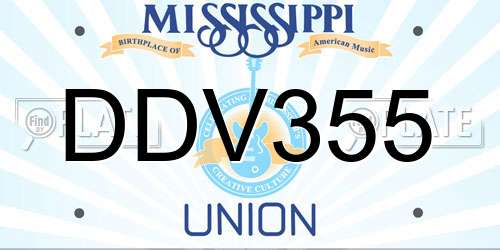 DDV355 Mississippi License Plate