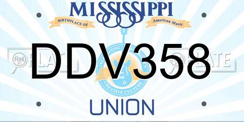 DDV358 Mississippi License Plate