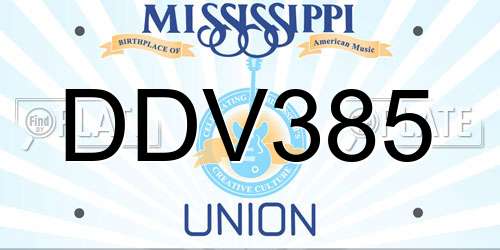 DDV385 Mississippi License Plate