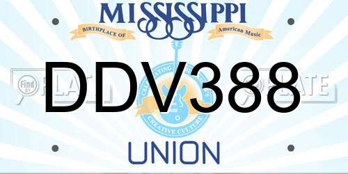 DDV388 Mississippi License Plate