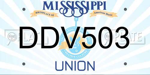 DDV503 Mississippi License Plate