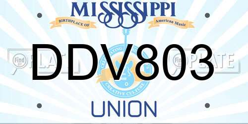 DDV803 Mississippi License Plate