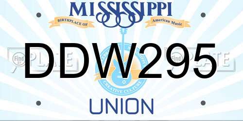 DDW295 Mississippi License Plate