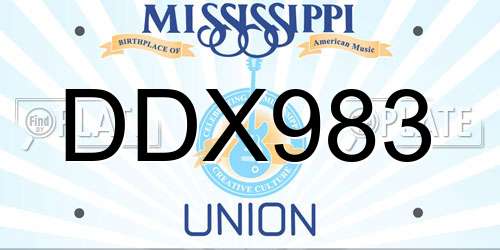 DDX983 Mississippi License Plate