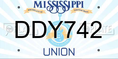 DDY742 Mississippi License Plate