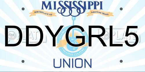 DDYGRL5 Mississippi License Plate