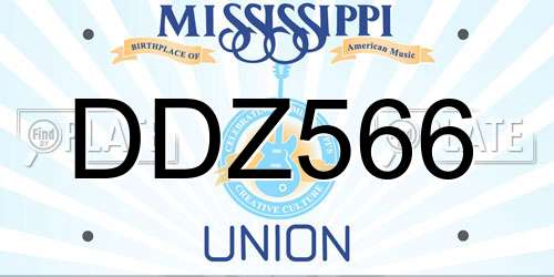 DDZ566 Mississippi License Plate