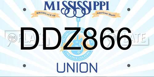 DDZ866 Mississippi License Plate