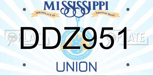 DDZ951 Mississippi License Plate