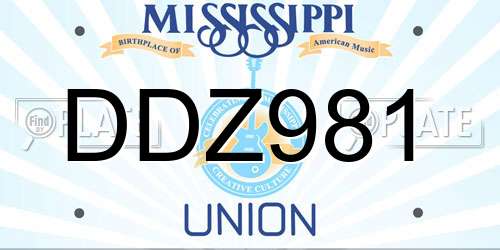 DDZ981 Mississippi License Plate