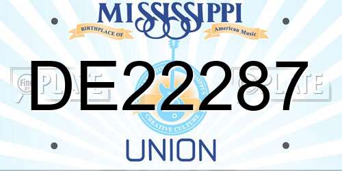 DE22287 Mississippi License Plate