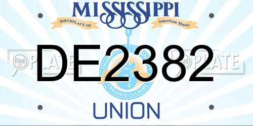 DE2382 Mississippi License Plate