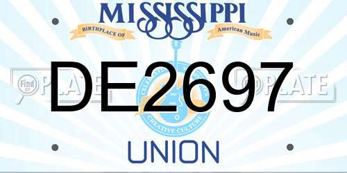 DE2697 Mississippi License Plate