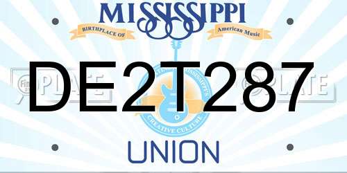 DE2T287 Mississippi License Plate